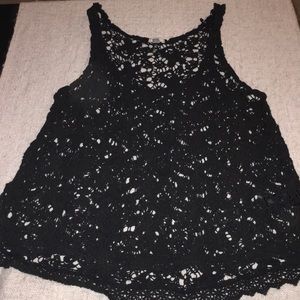 Black Crochet Lace Tank.  Size S.